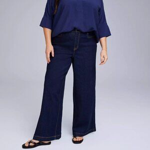 12 NWT Belle Isle Torrid Belle Isle Crop High Rise Wide Leg Jean Dark Raw Wash